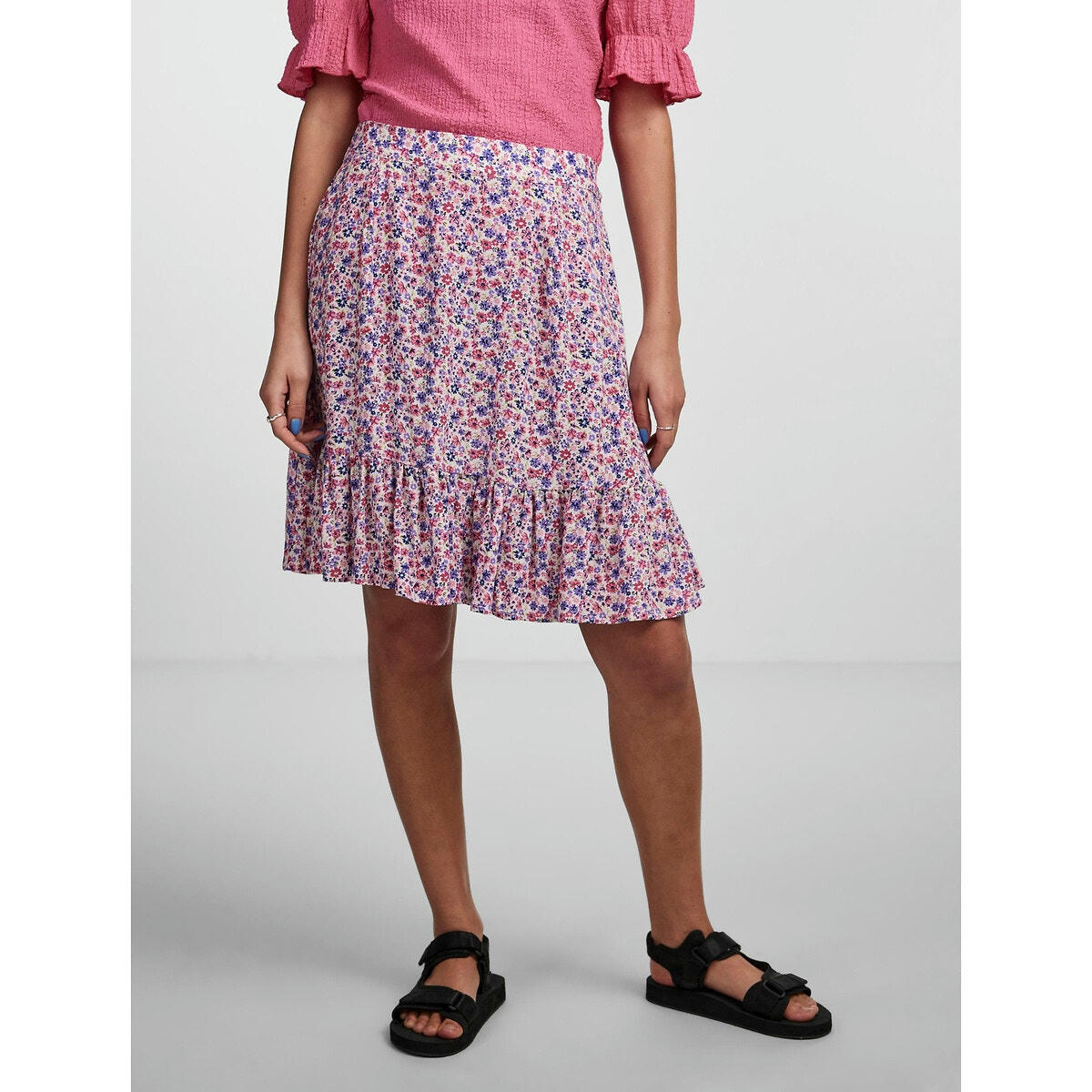 Jupe courte imprimée, taille haute