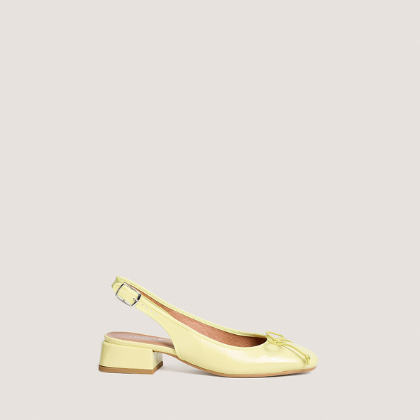 Ballerines slingbacksen vernis plissé jaune p&acirc;le | DYBILO
