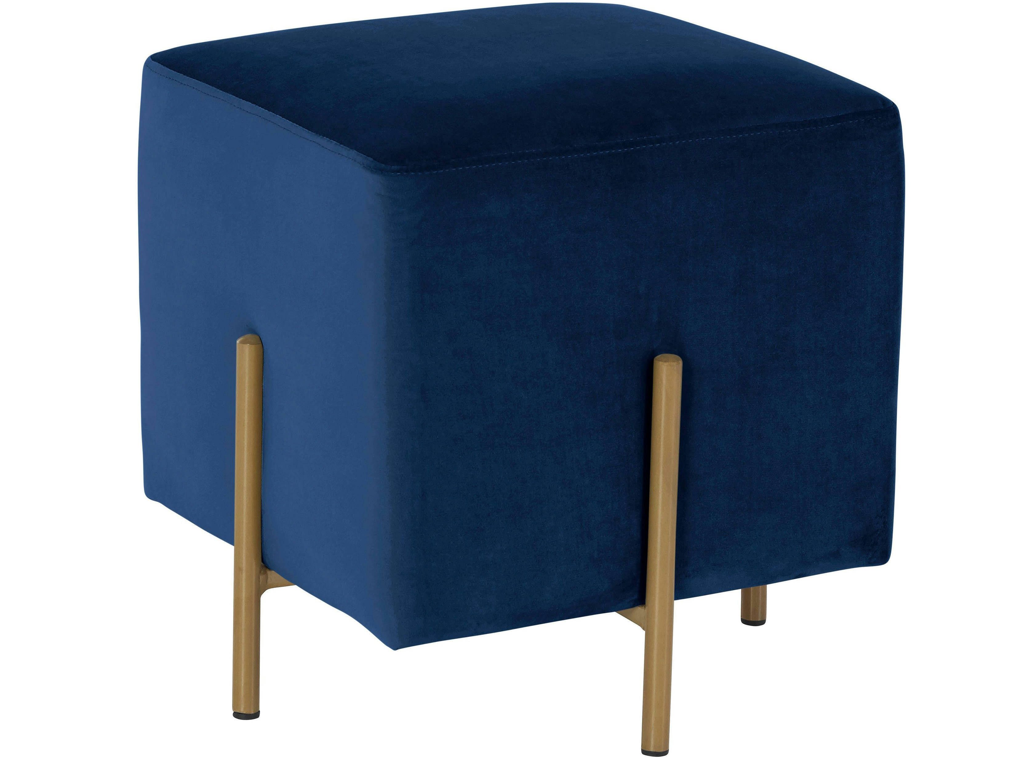NOLAN - Tabouret rembourré en velours bleu foncé