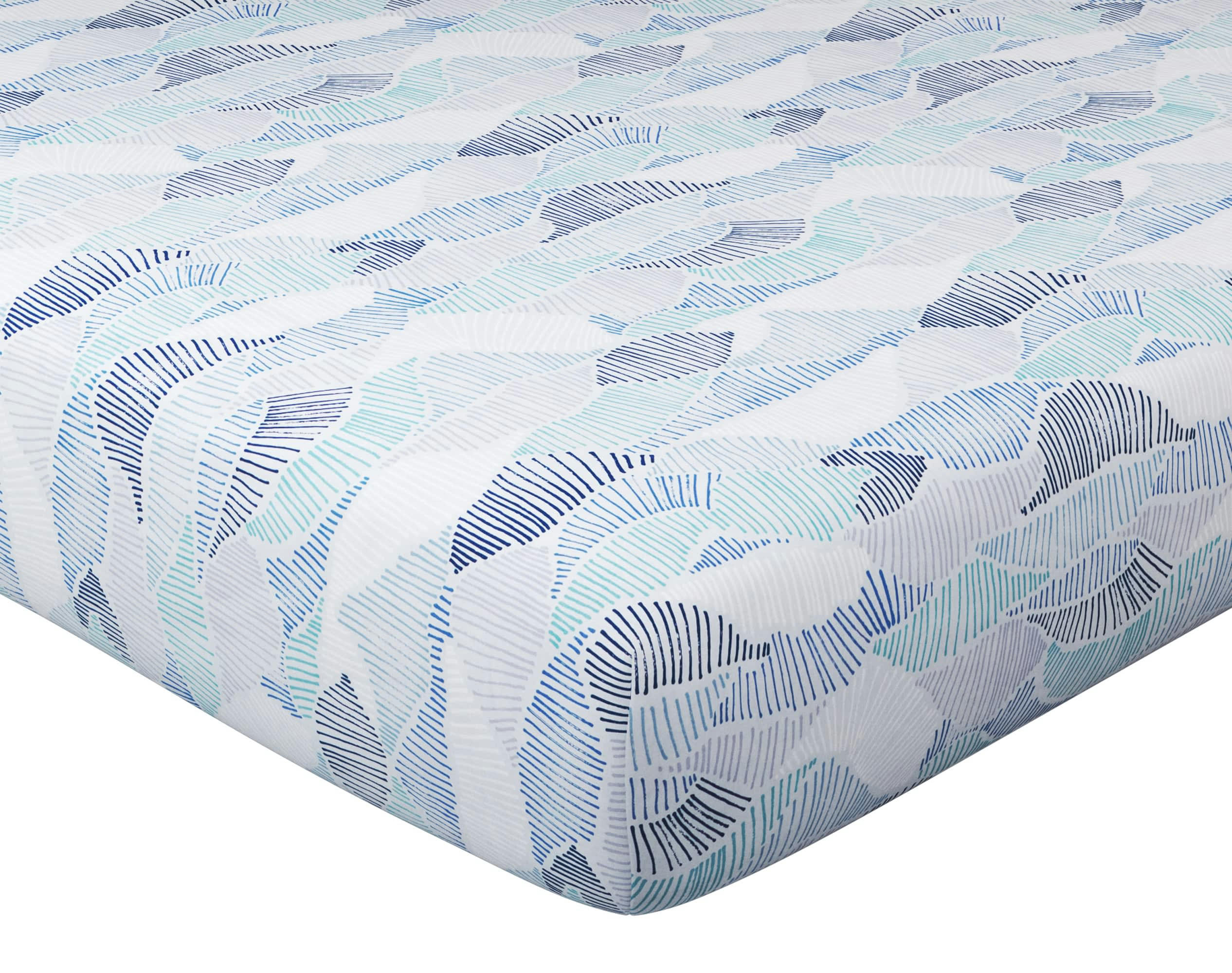 VAGUES - Drap-housse 160x200 en coton bleu