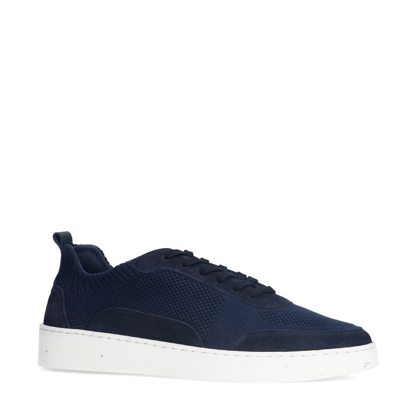 Manfield Donkerblauwe knit fabric sneakers