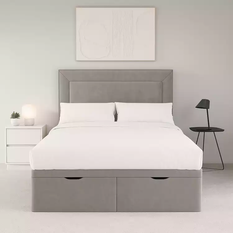 Millbrook Border Double Fabric EndLift Ottoman Bed - Natural