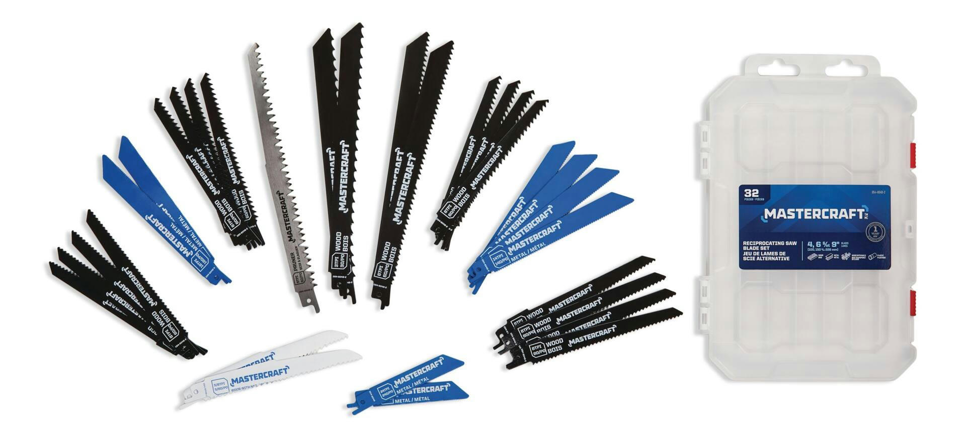 Mastercraft Reciprocating Saw Blade Set for Wood, Metal, 32-pc