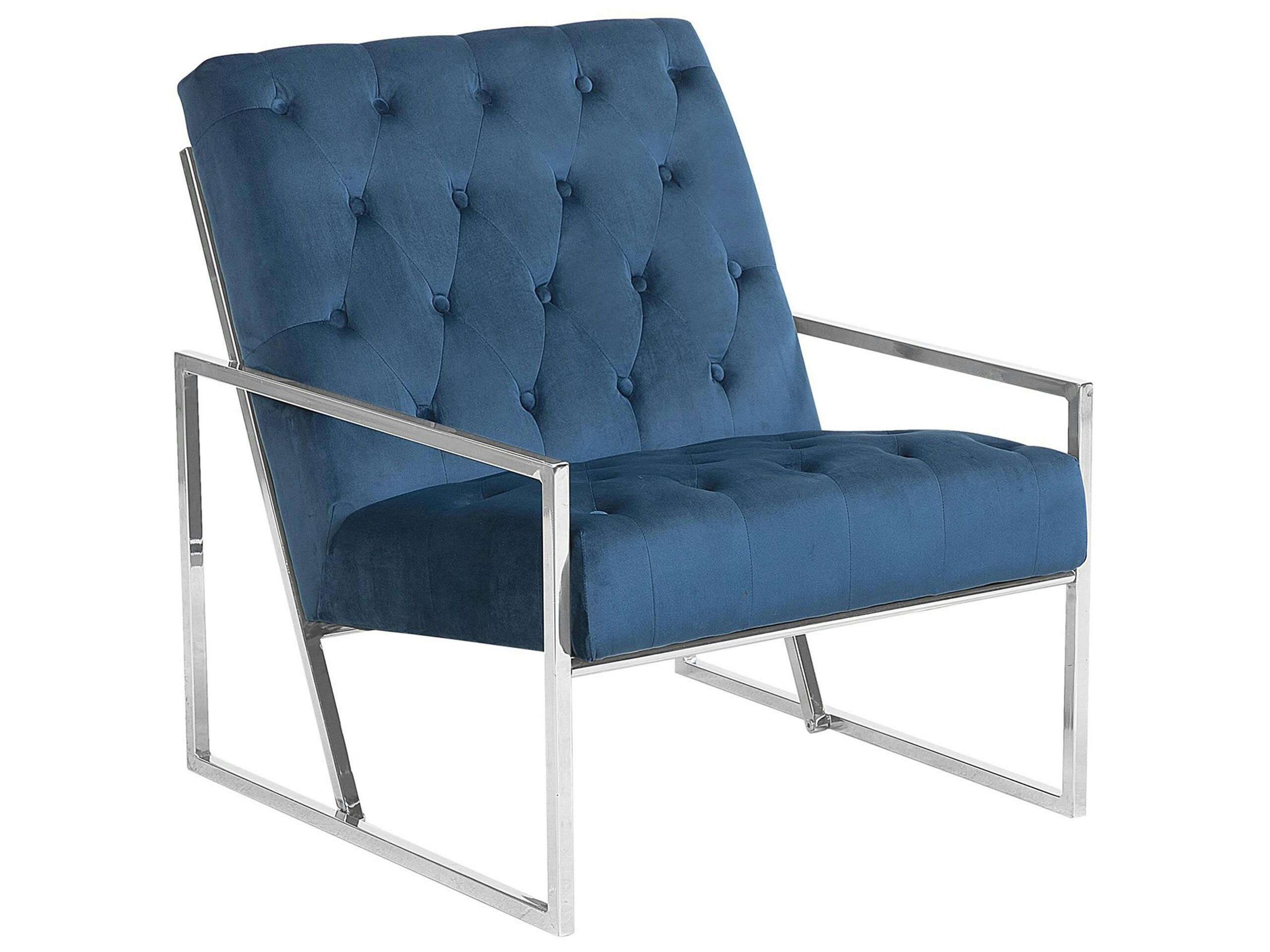 HARSTAD - Fauteuil en velours bleu foncé