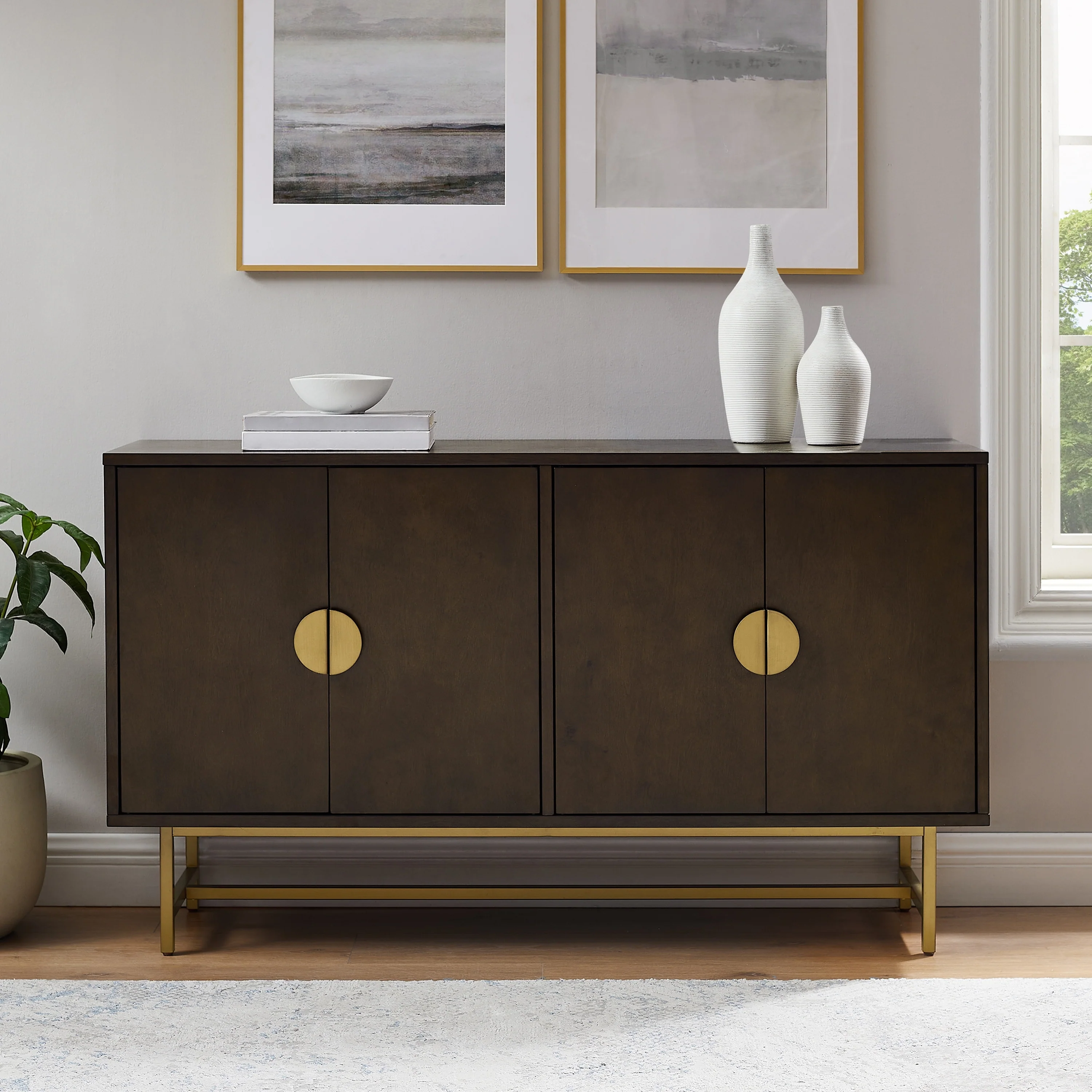 Crosley Blair Sideboard Dark Brown/Gold
