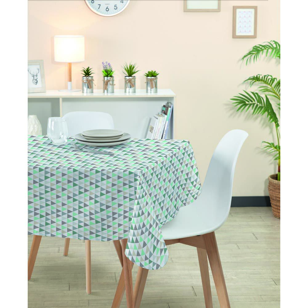 Nappe rectangulaire polyester anti tâche imprimé graphique multicolore