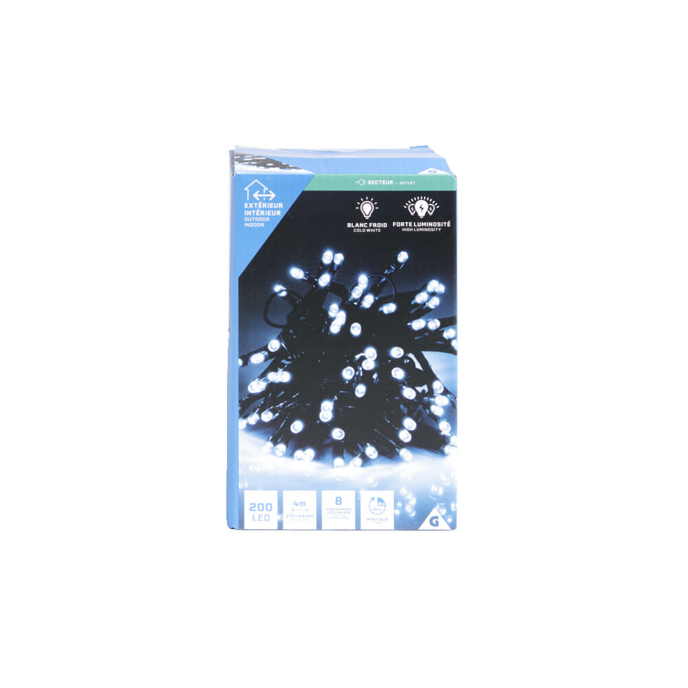Guirlande lumineuse extérieur 200LED cluster blanc froid 4m