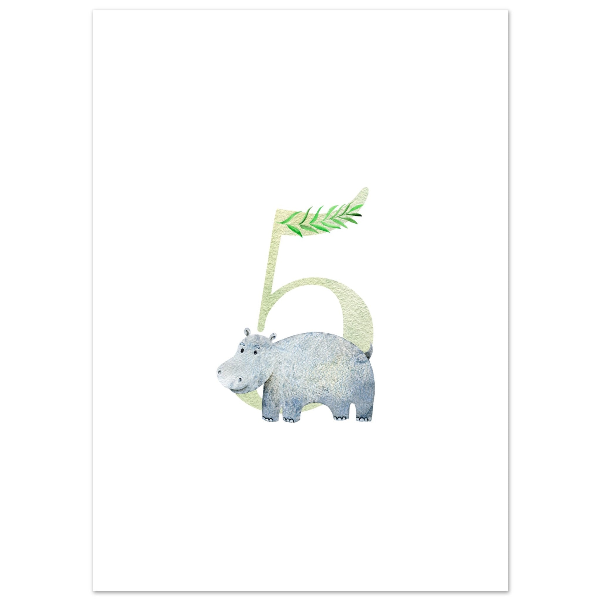 Artfulprints Poster Cijfer 5 kinderkamer  - 50x70 cm - Meerkleurig