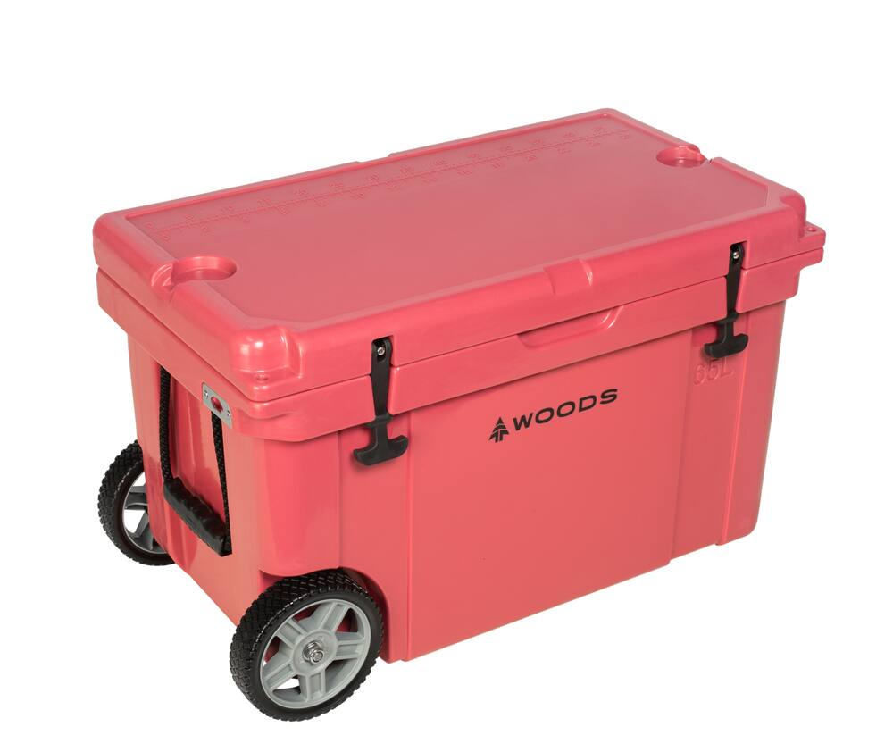 Woods ARCTIC WHEELED Roto-Moulded Cooler with Handle, 65-L, Red