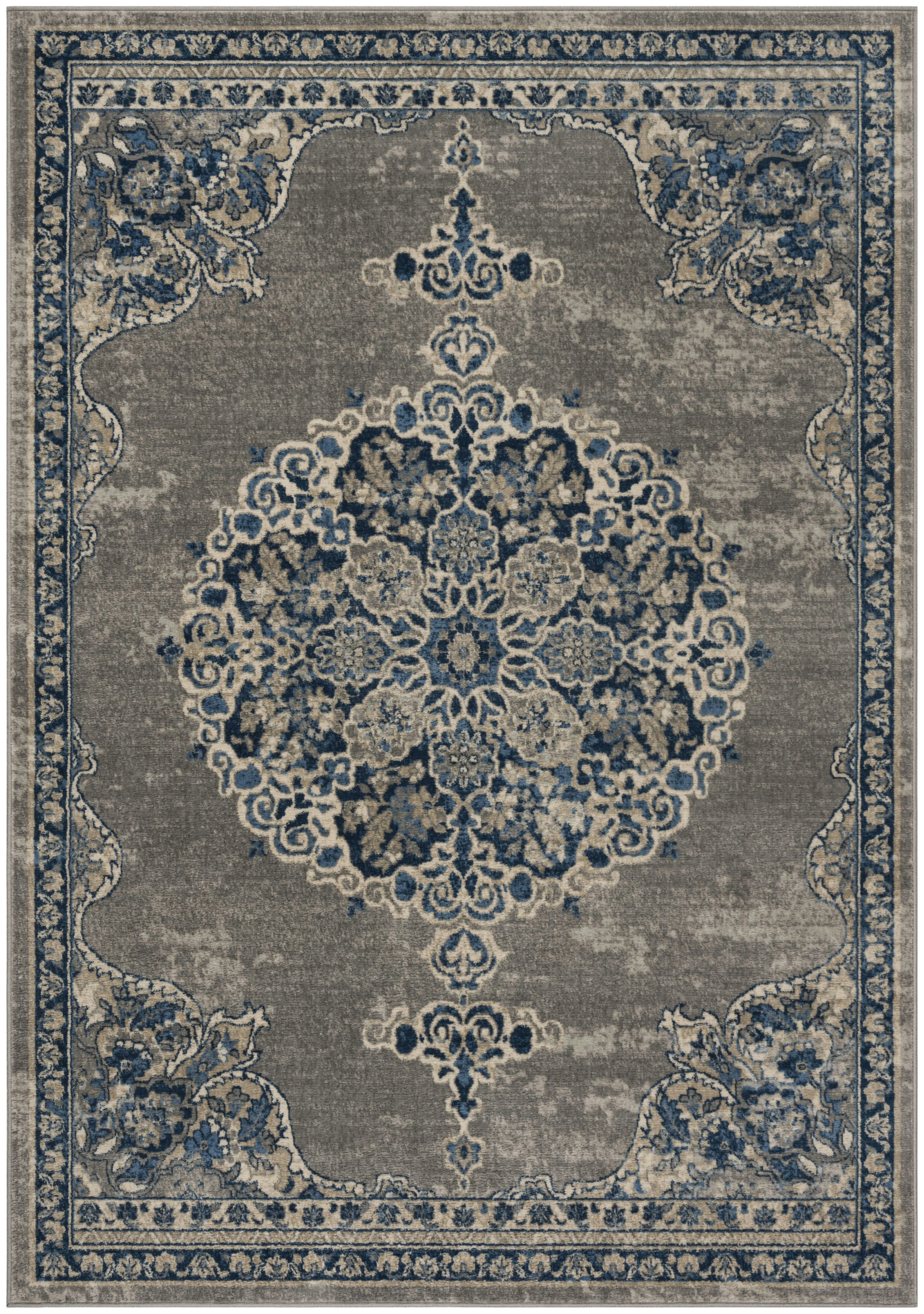 BRENTWOOD - Tapis de salon interieur en gris clair & bleu, 183 x 274 cm