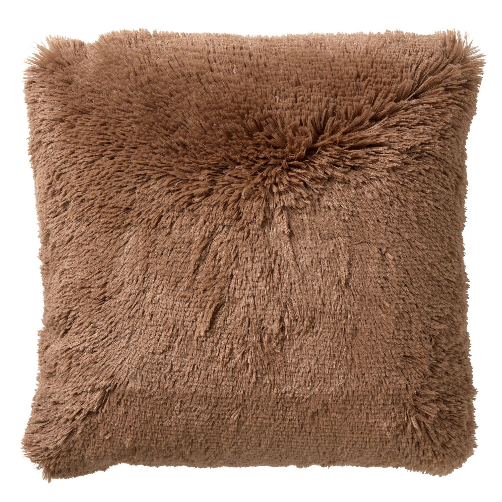 - Coussin - marron fausse fourrure 60x60 cm uni