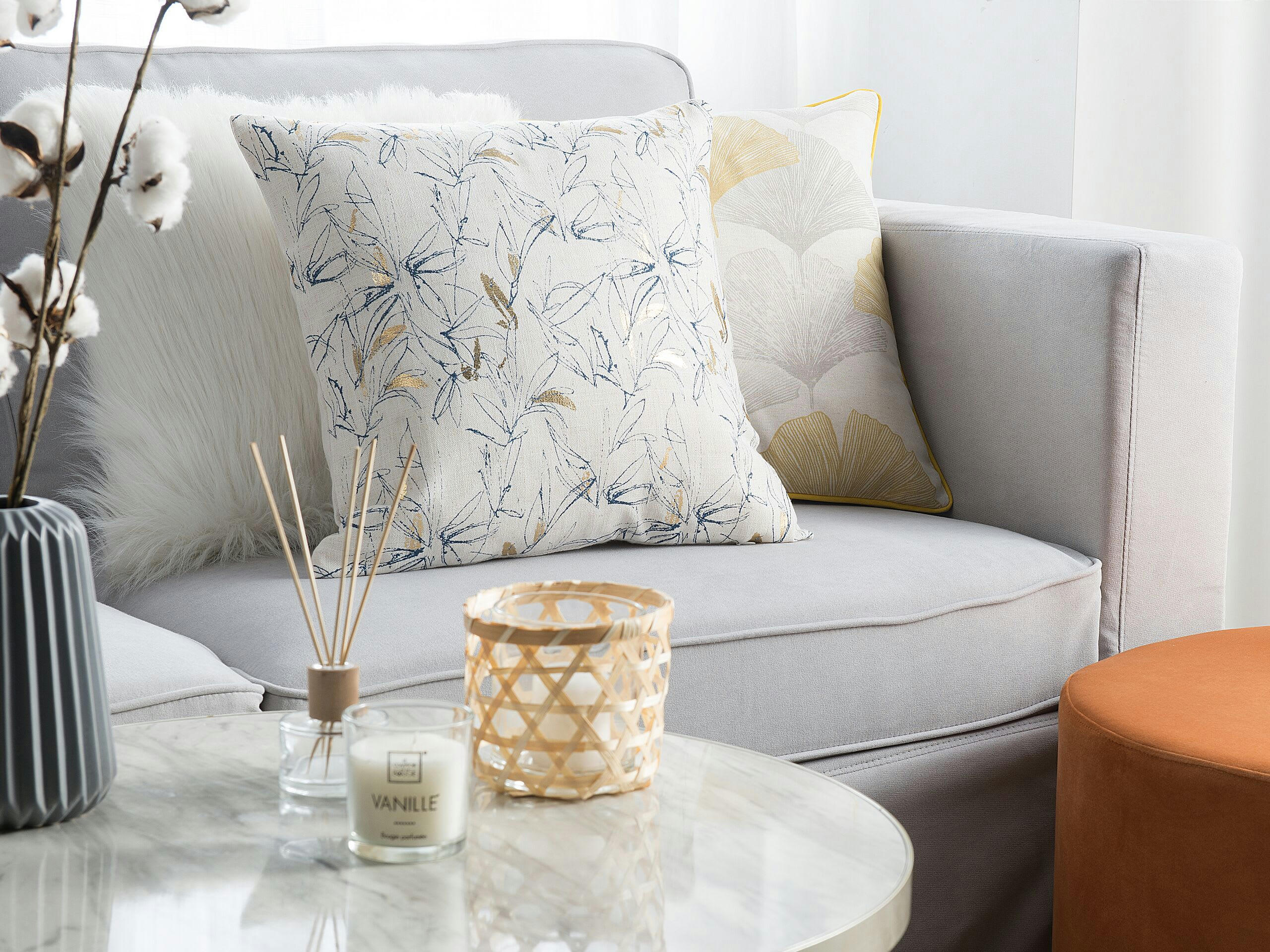 ARBOR - Lot de 2 coussin décoratifs en tissu beige 45x12cm