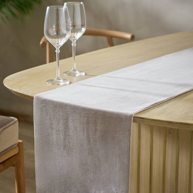 Habitat Cotton Velvet Mix Reversible Table Runner - Grey
