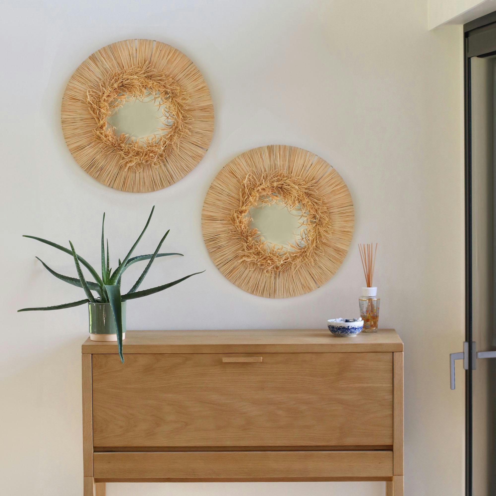 EL NIDO - Miroir en raphia Ø55cm