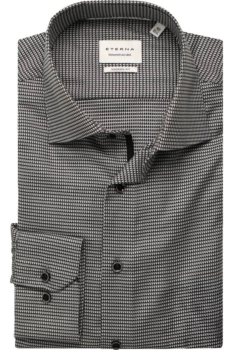 ETERNA Modern Fit Dynamic Cotton Hemd anthrazit, Strukturiert (extra langer Arm)