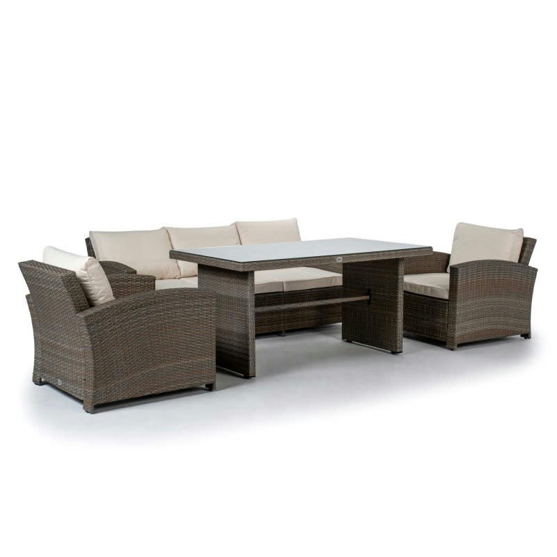 NEW YORK - Ensemble tablet et sofa jardin en synthétique avec table haute