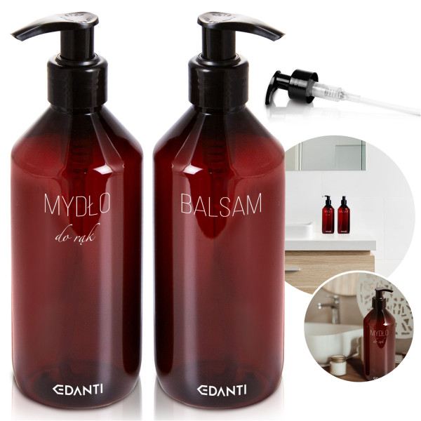 2X Dozownik Z Pompką Butelka Do Mydła Balsamu 300 Ml Zestaw Na Umywalkę