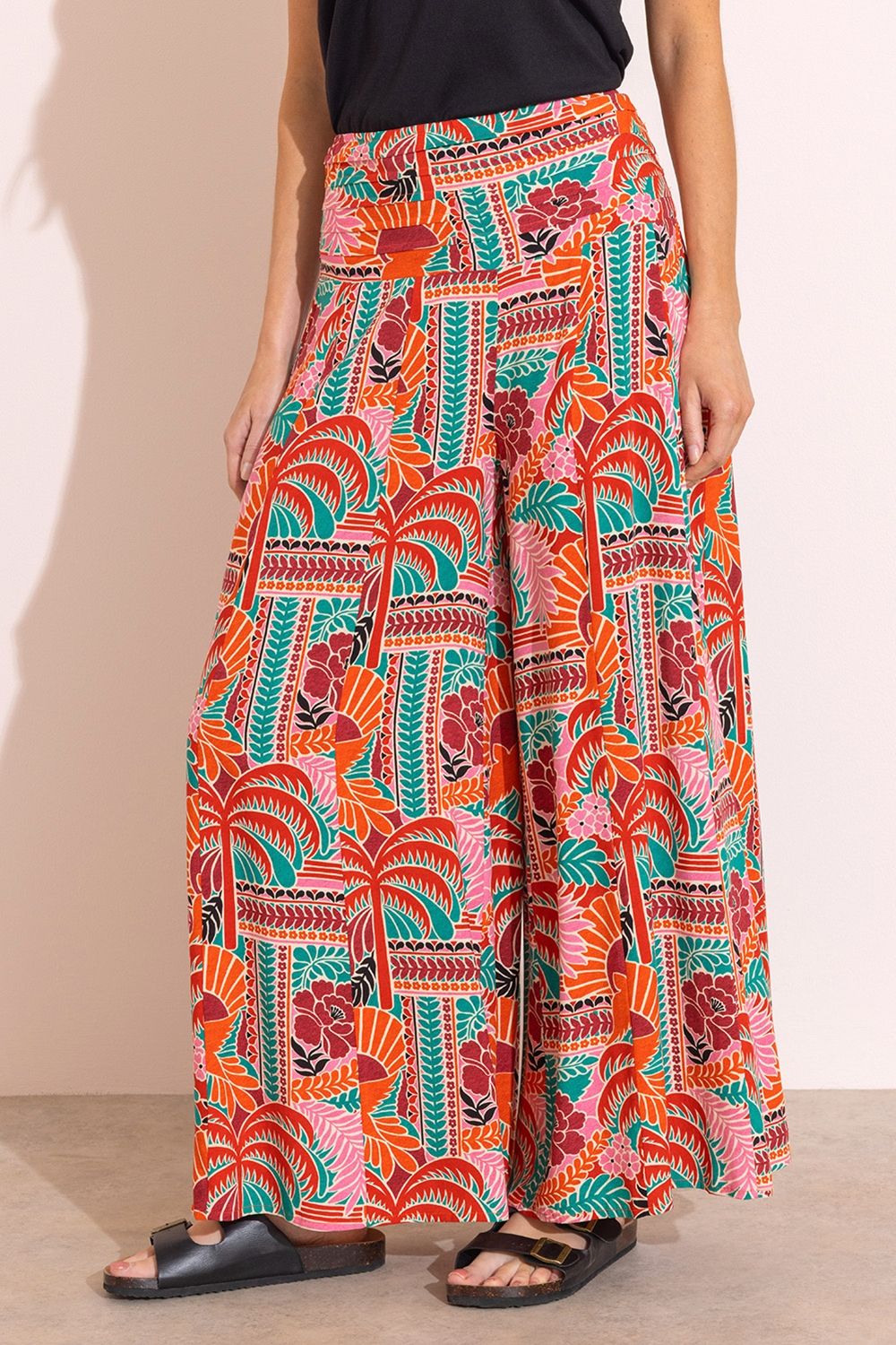 Klass. Botanical Print Wide Leg Palazzo Trousers
