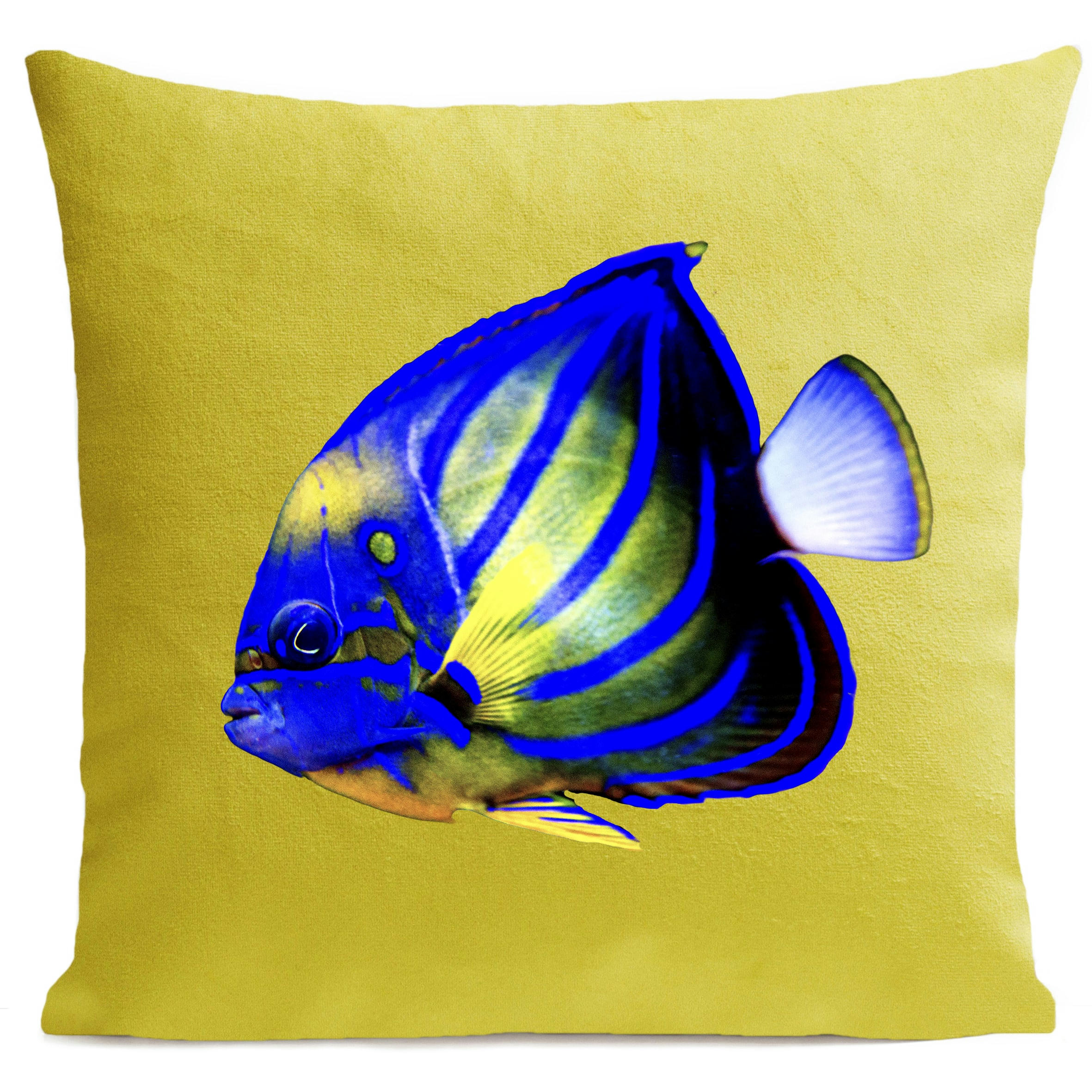 - Coussin bord de mer poisson jaune suédine 40x40cm
