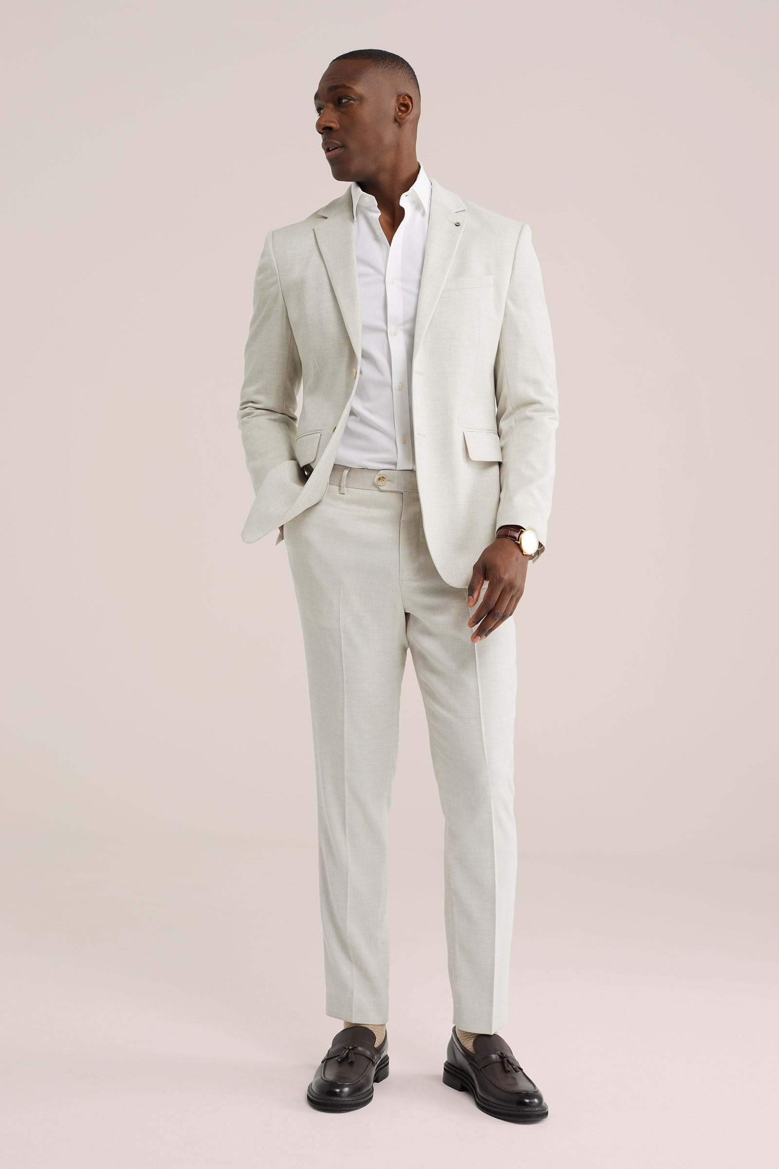 Heren slim fit blazer met structuur