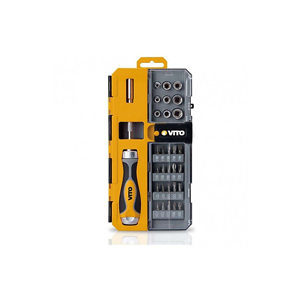 Coffret 30 pièces Magnétiques Tournevis Porte embouts   20 Embouts de Vissage   9 Douilles VITO