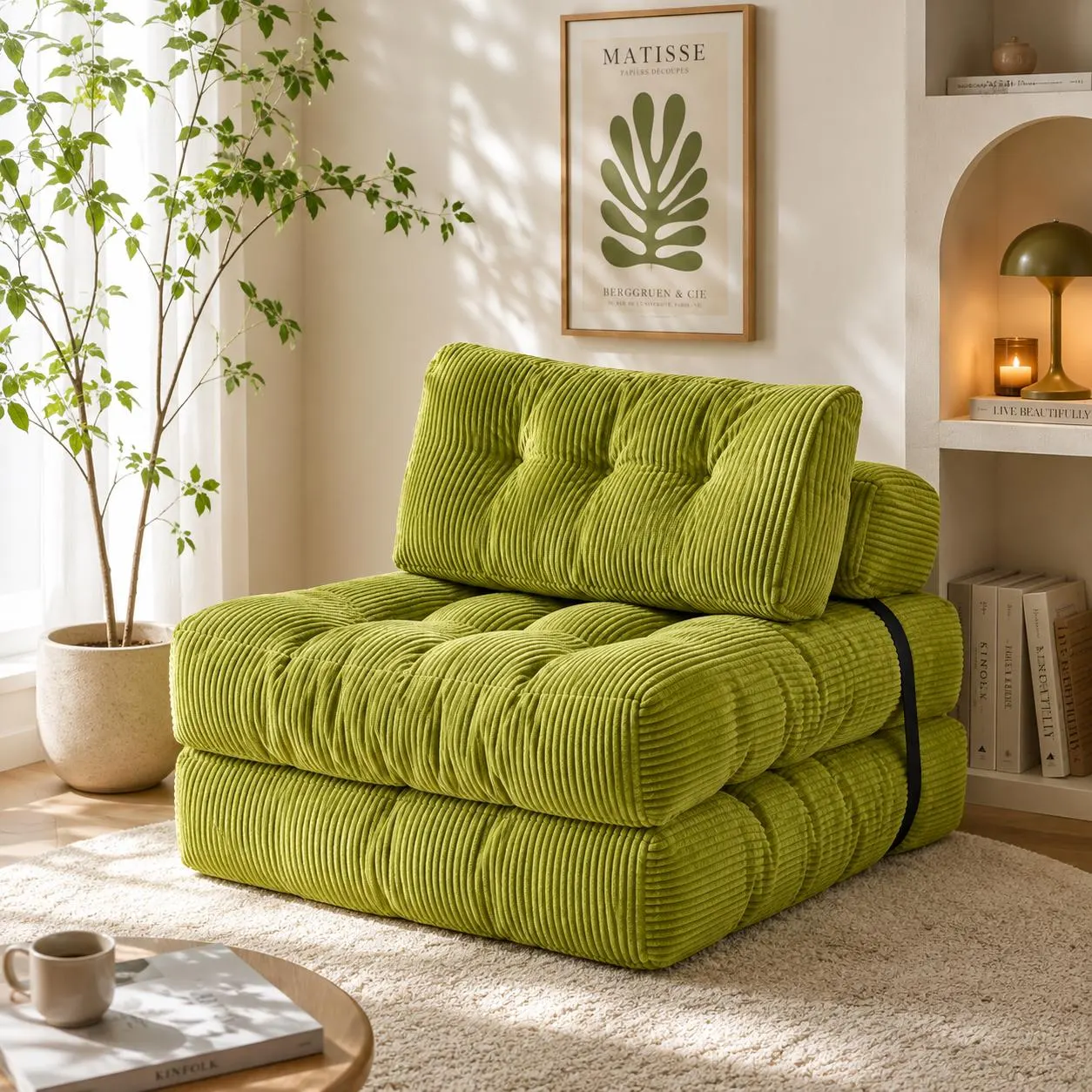Convertible Sofa Bed, Foldable Floor Lounge Chair, Pillow Included