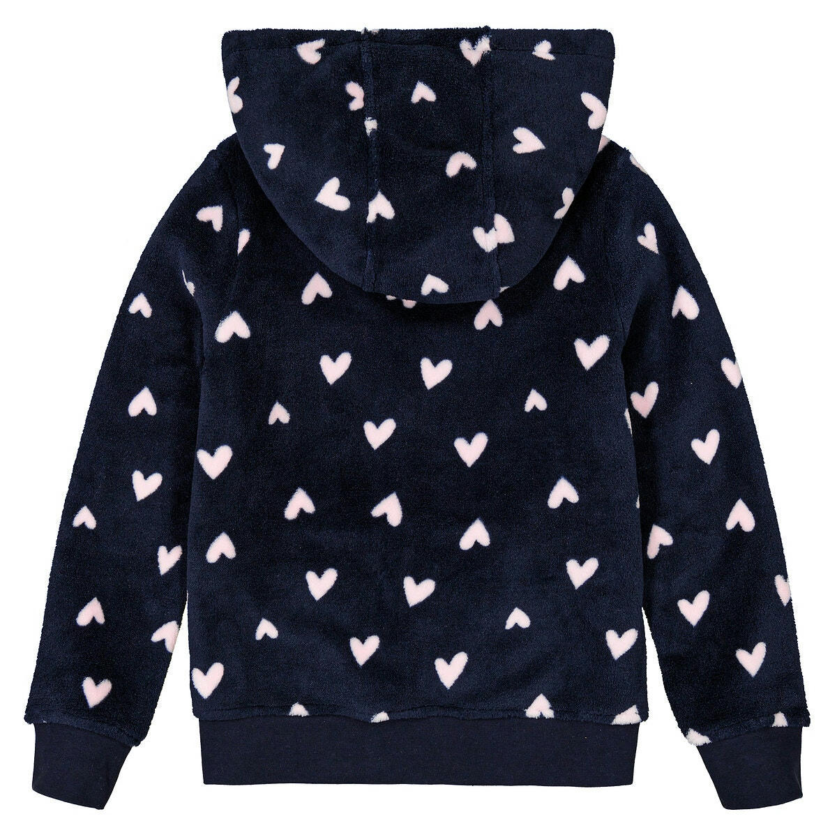 Veste d'intérieur à capuche, polaire, motif coeurs