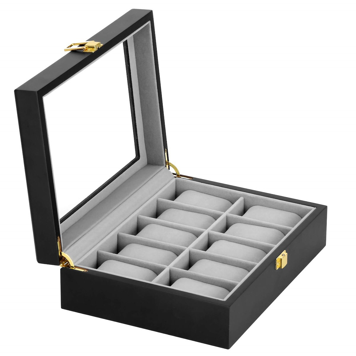 Szkatułka na zegarki 26,5x20x8 cm czarno-szary organizer