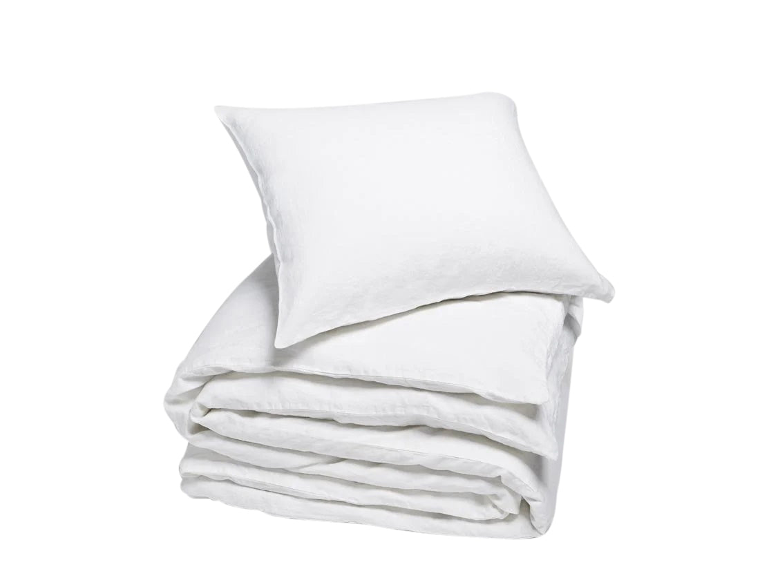 Yumeko dekbedovertrek gewassen linnen pure white 140x220   1/60x70