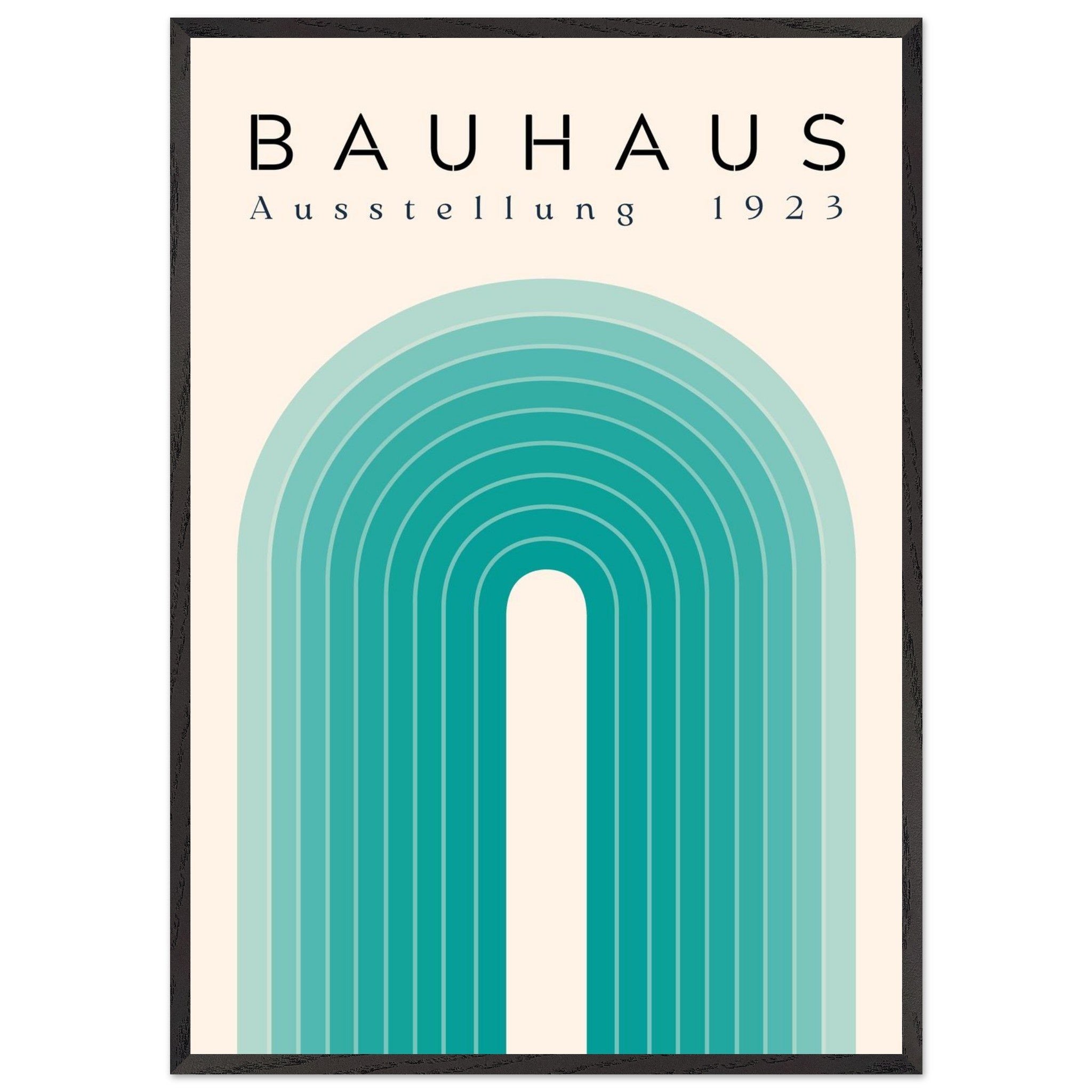 Artfulprints Poster met Lijst Bauhaus - Turquoise rainbow  - 70x100 cm - Turquoise