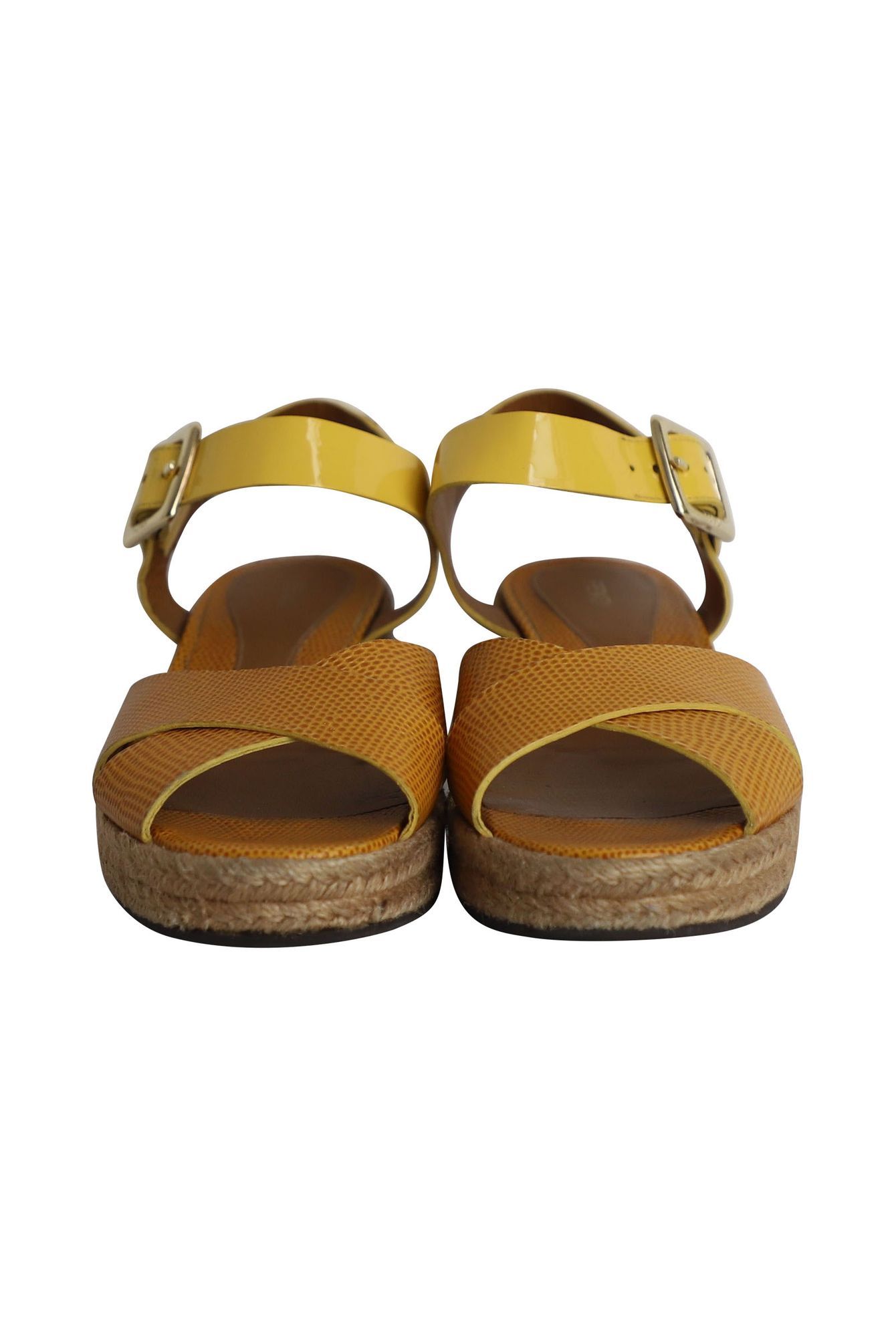 Fendi Preloved Cross Ankle Strap Sandals in Multicolor Patent Leather