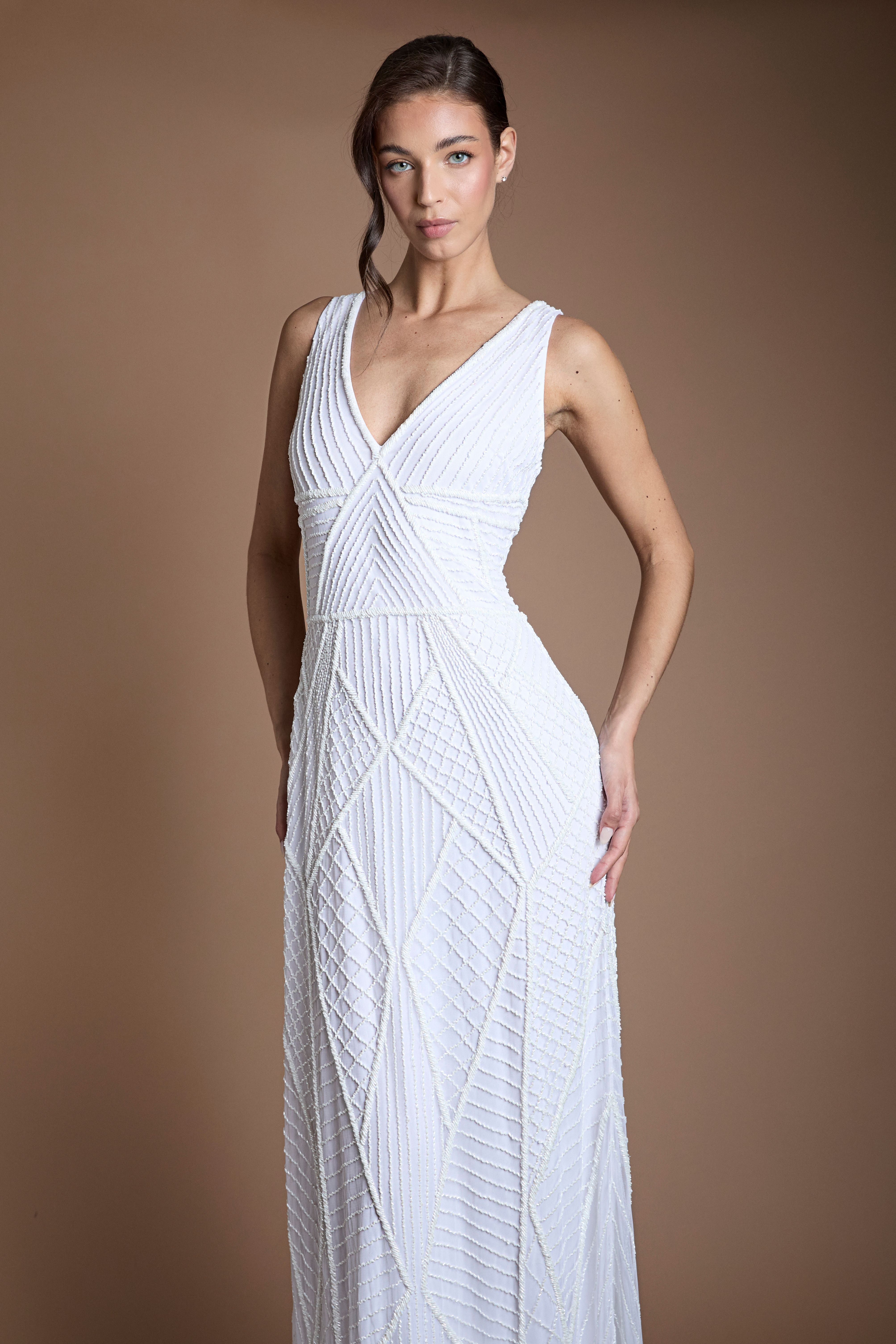 Coast Geometric Beadwork Maxi Wedding Dress