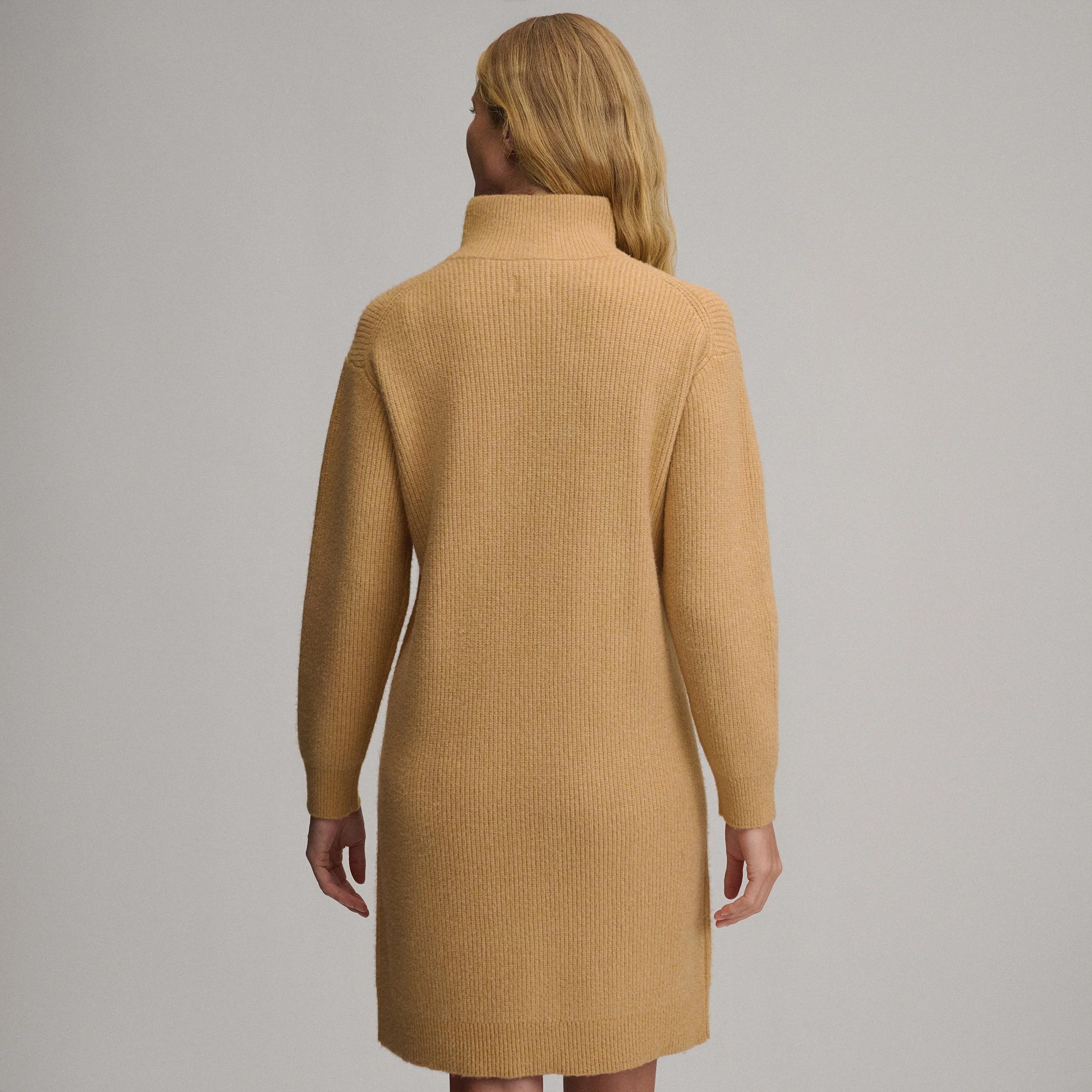 Women's Long-Sleeve Ribbed Zip Mock Sweater Dress