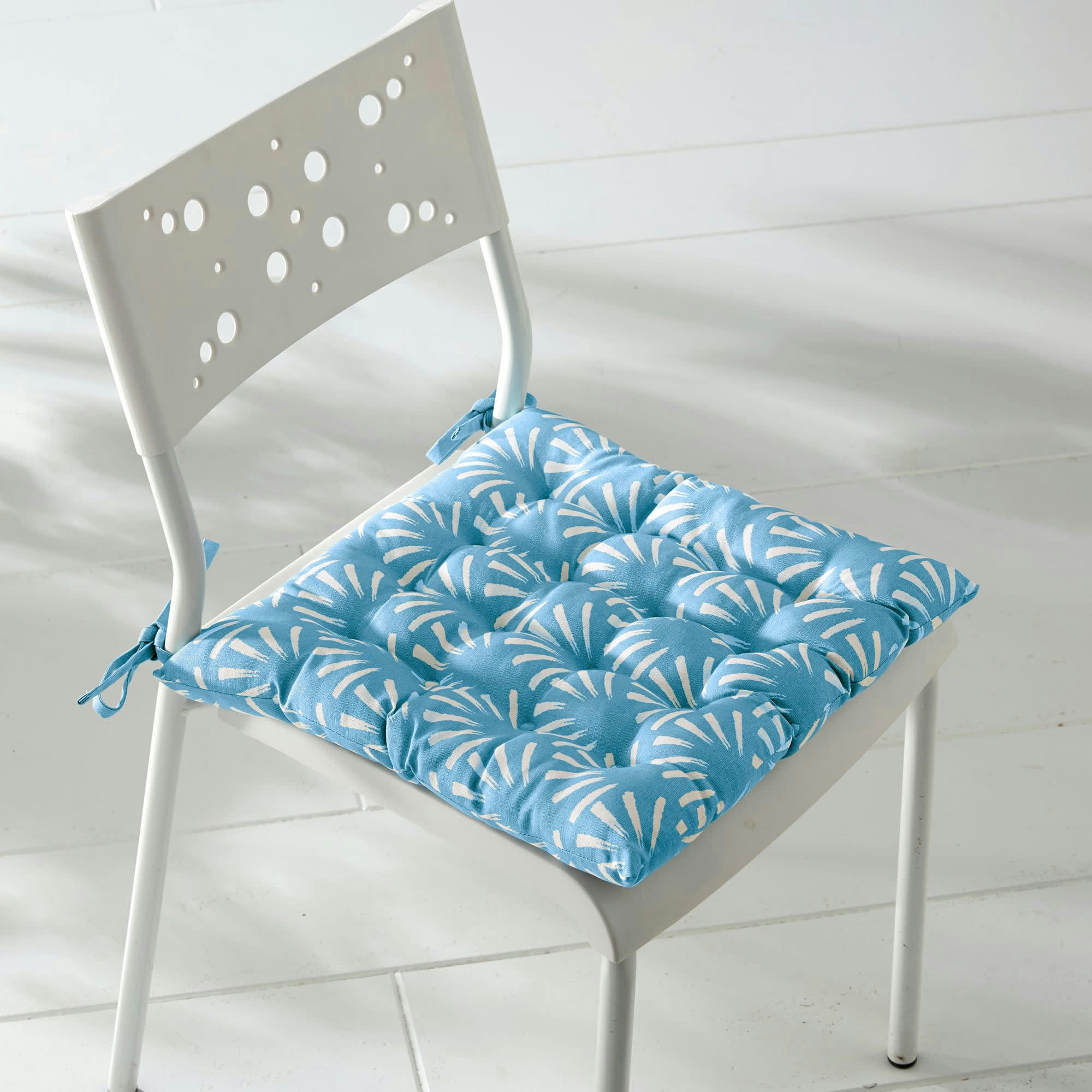 LUBERON - Lot de 2 galettes de chaise bleu 40x40 en coton