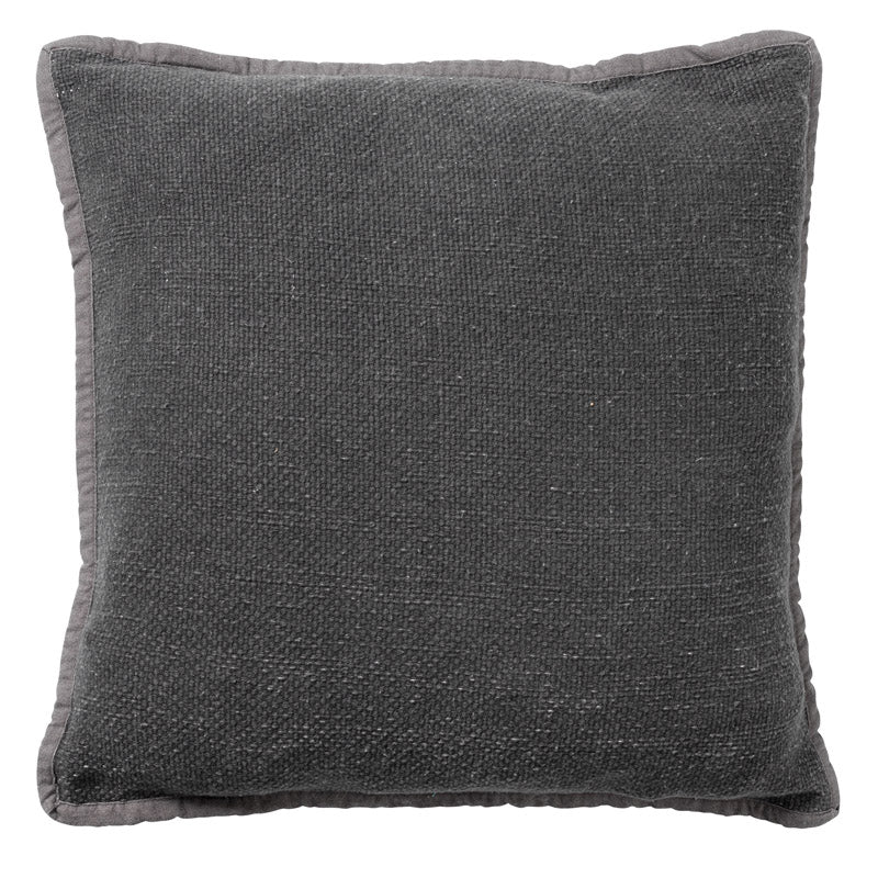 BOWIE - sierkussen 45x45 cm - gewassen katoen - Charcoal Gray - antraciet