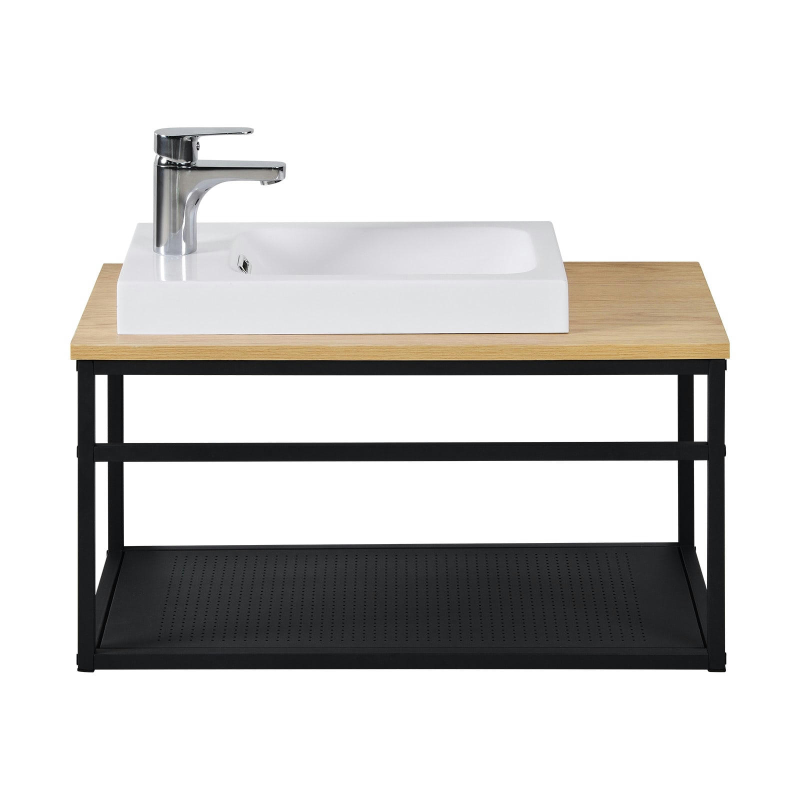 WILO - Meuble lave-mains  vasque blanche + robinet chromé