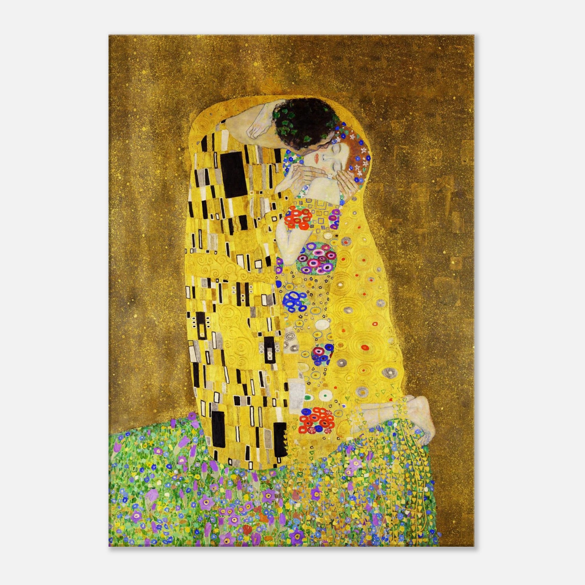 Artfulprints Canvas Gustav Klimt - The kiss canvas - 50x70 cm - Geel