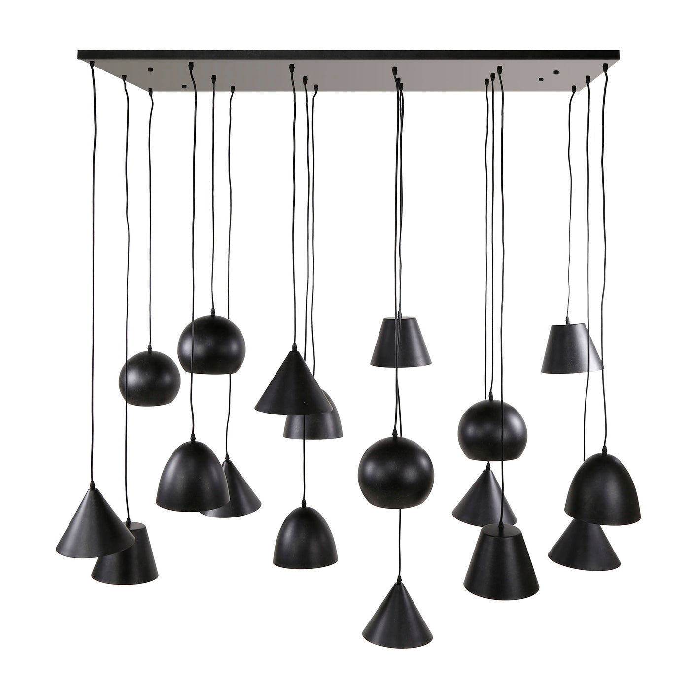 Giga Meubel Hanglamp XXL - Zwart Metaal - 18-Lichts - 145x60x150cm