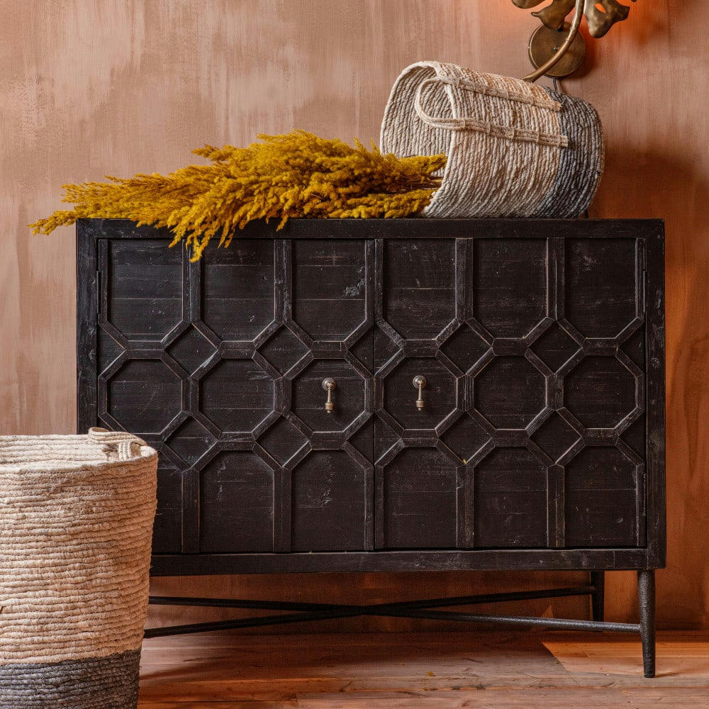 BEQUEST - Petit buffet en bois 2 portes noir