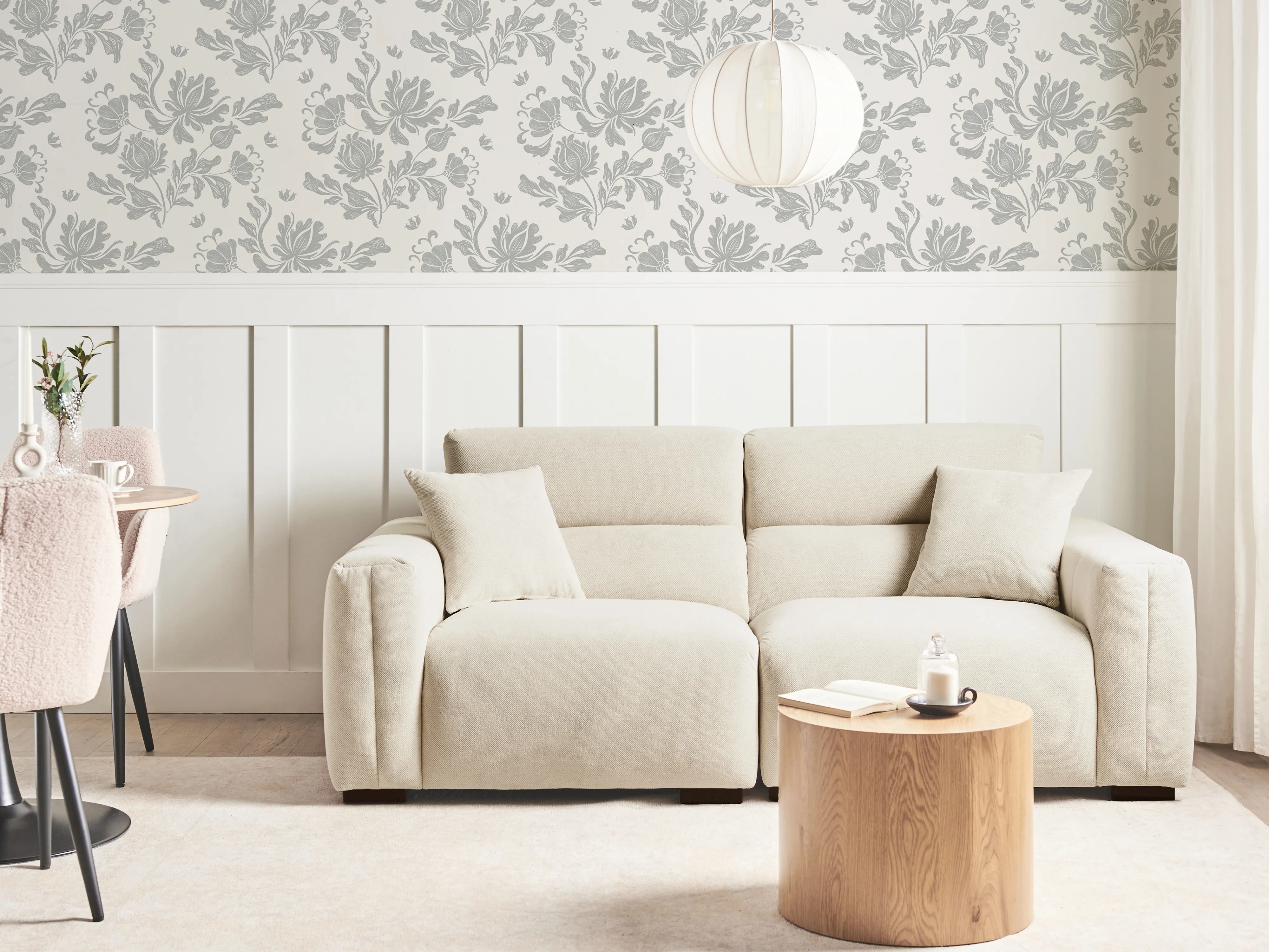 Sofa 3 Seater FAUSKAN Fabric Light Beige