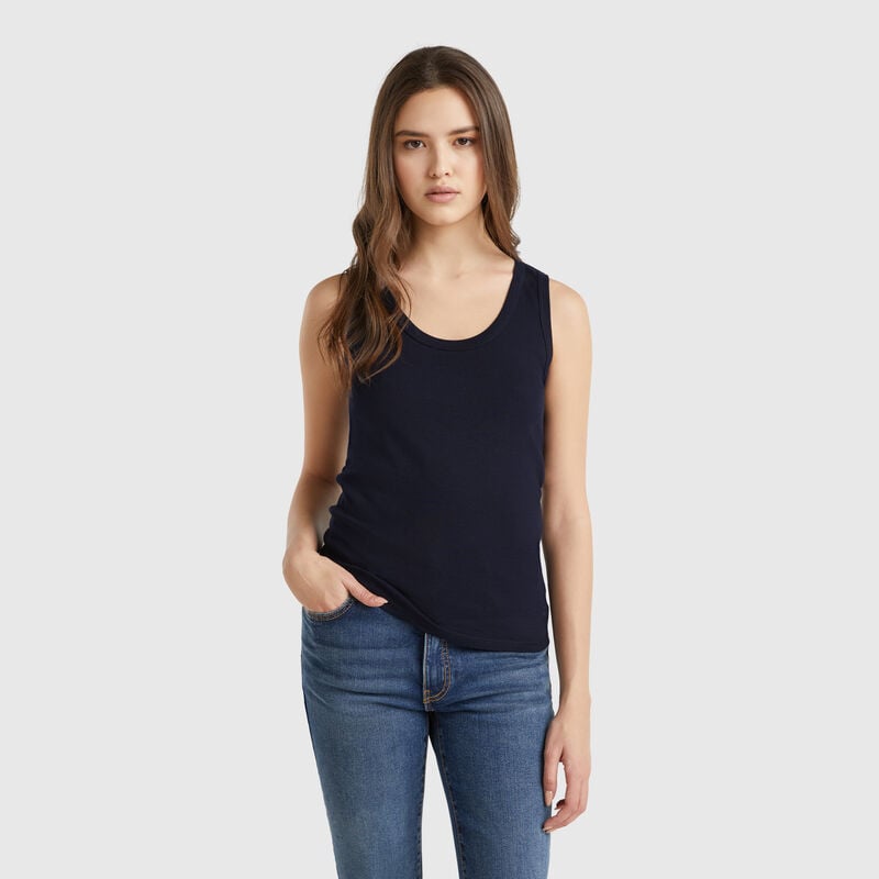 Midnight blue tank top in pure cotton