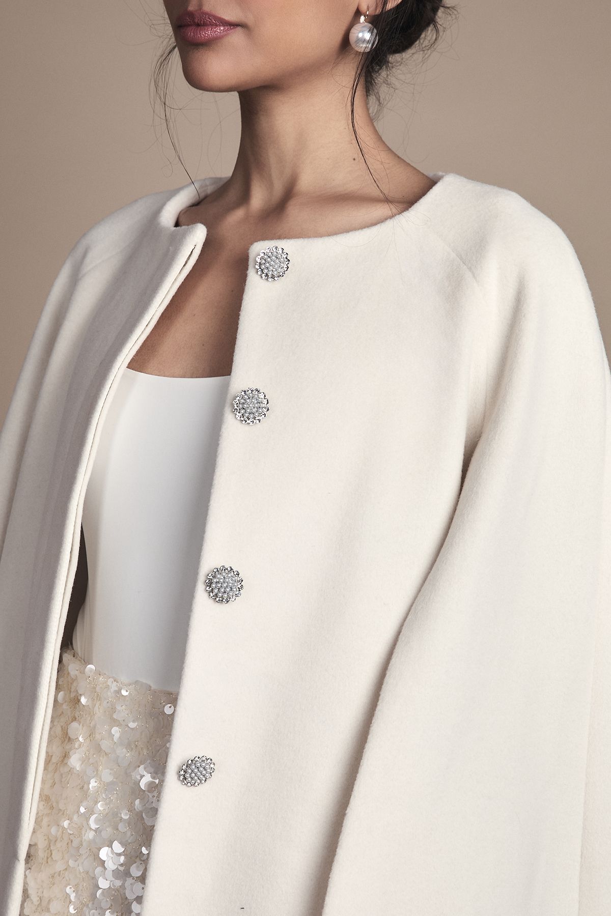 Coast White Belted Short Occasion Cape Coat