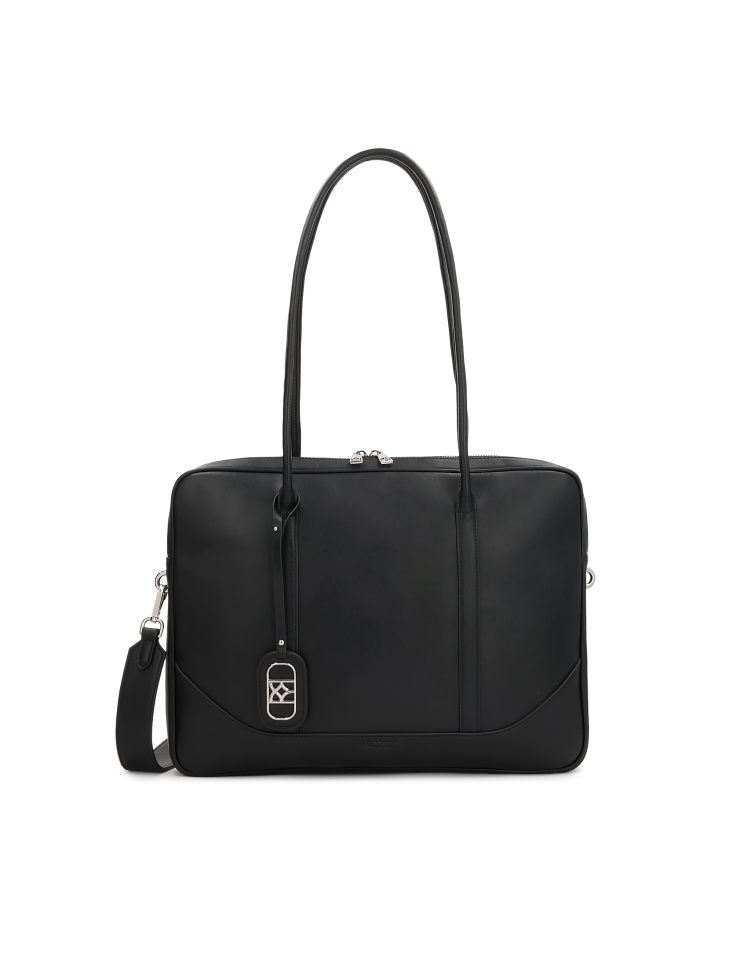 Classic black leather laptop bag