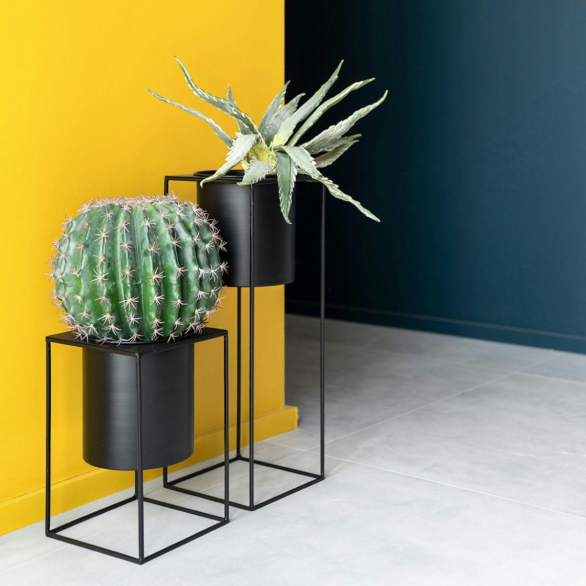 EXPO - Porte pot métal noir h 51 cm