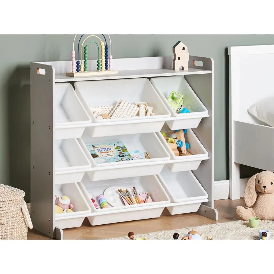 COLLIE - Kast met 9 dozen - Grijs/Wit - MDF