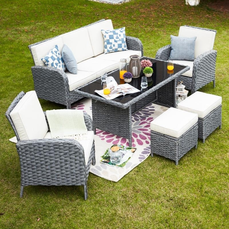 PATIO FESTIVAL 6-Piece Cushioned Conversation/ Dining Set