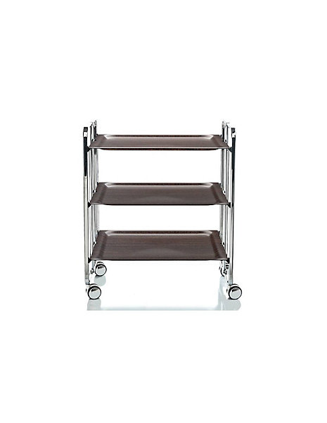 Desserte pliante BAUHAUS avec roulettes, Structure chromée, 3 niveaux, 3 positions