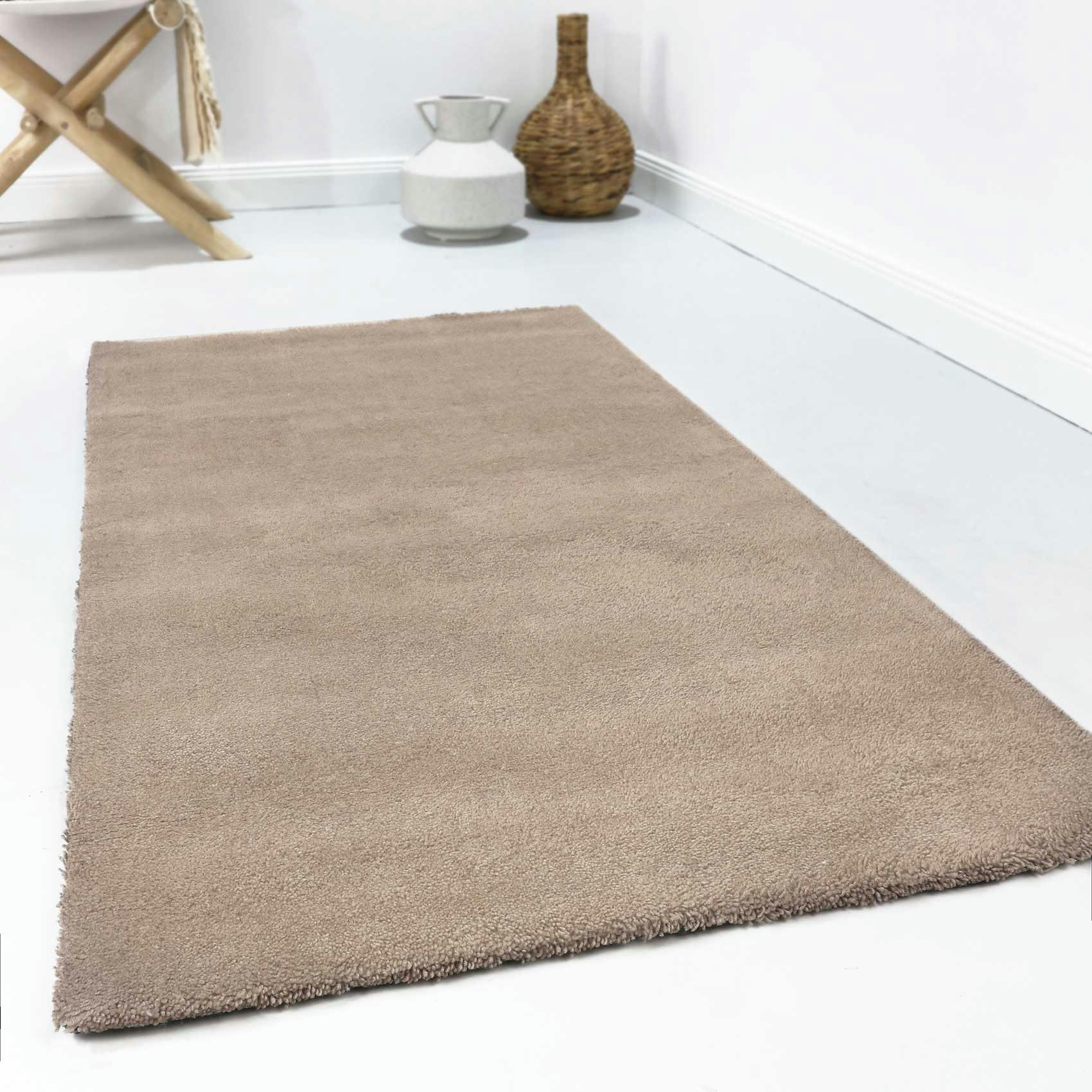 GREENWOOD RUG - Tapis à poil court pure laine vierge beige crème 140x200