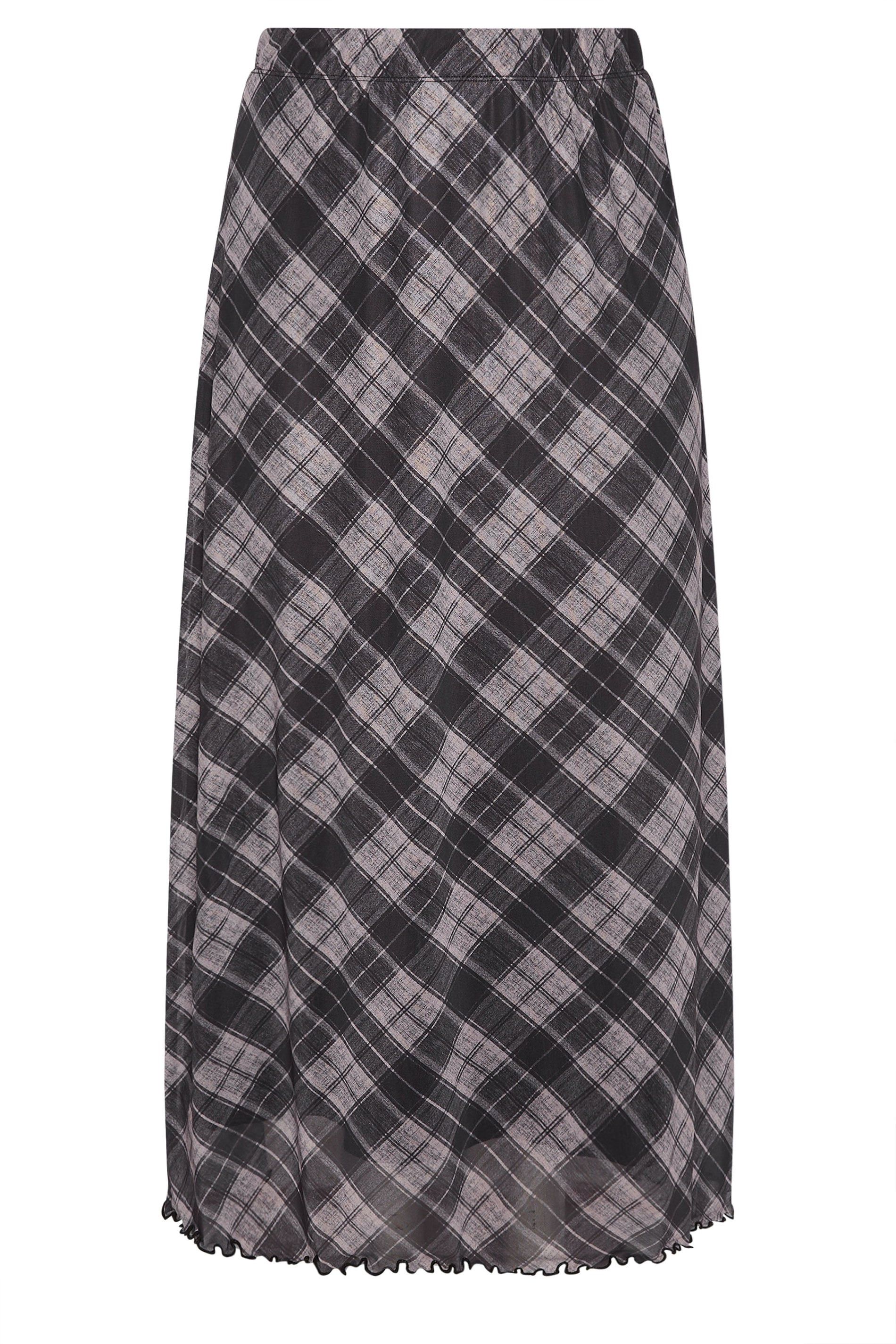 Yours Check Mesh Skirt