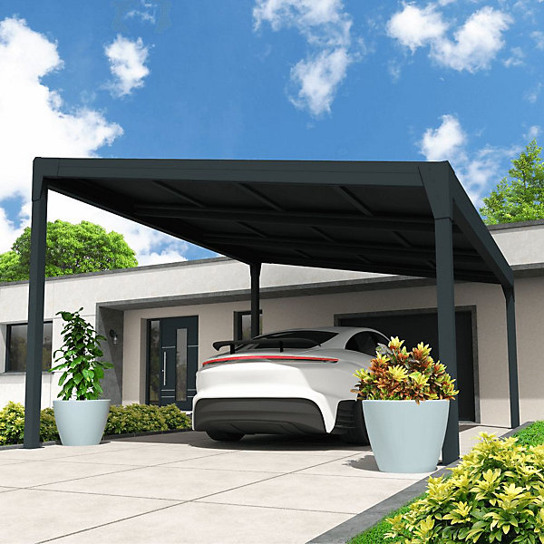 Carport solaire ENERGY 1 pente Gris anthracite 3,62x5,926m